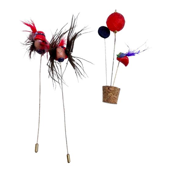 VTG Red Hat Society Hatpins Stick Pins Lot of 5 Grandmacore Grannycore - Picture 2 of 6